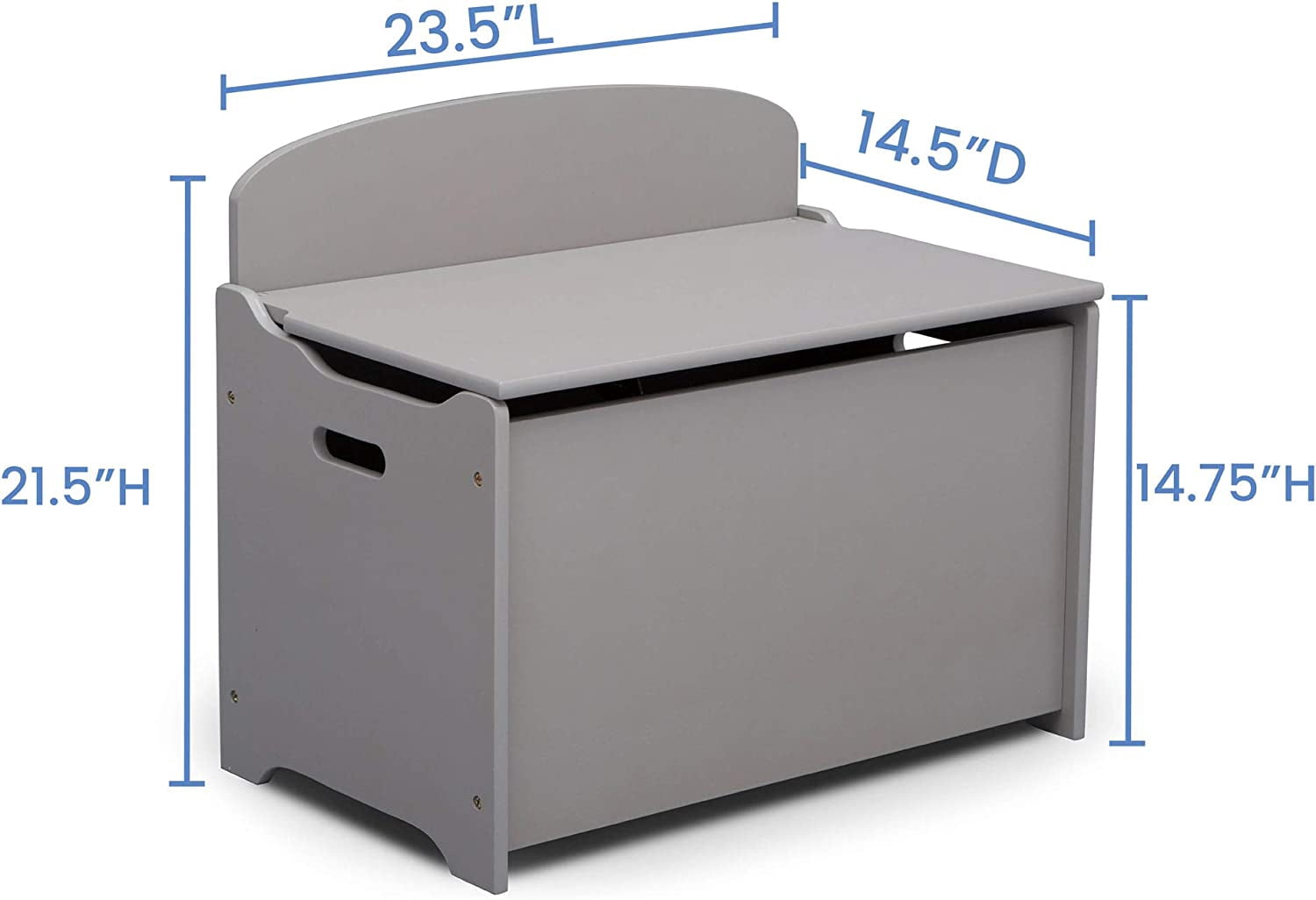 MySize Deluxe Toy Box  Sturdy Wood Storage with Safety Hinge for Kids Room Organization