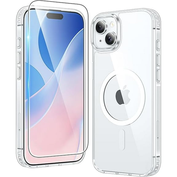 1997 for iPhone 15 Case: for iPhone 14 | iPhone 13 Case Support Magnetic Charging Military Grade Drop Protection Anti Yellowing | Rugged Shockproof Phone Cover - 6.1 inch (Clear)