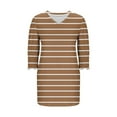 thumbnail image 6 of Qulqfy Yellow Women's Dresses 3/4 Sleeve Casual Mini Striped Short V Neck Tunic Dresses Winter Dresses for Women 2025 M, 6 of 7