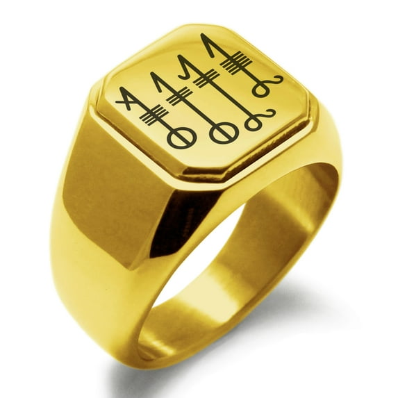 Stainless Steel Svefnthorn Volsungs Viking Norse Engraved Square Flat Top Biker Style Polished Signet Ring