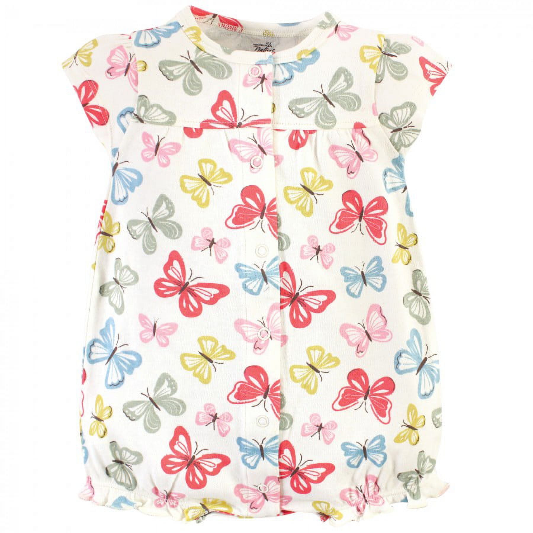 Touched by Nature Baby Girl Organic Cotton Rompers 3pk, Butterflies, 12-18 Months