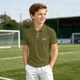 thumbnail image 5 of LPKRT Kids July 4Th USA Polo Shirt Independence Day Print Relaxed Fit Short Sleeve Summer Tops Kids Stylish Breathable Festival Tees Army Green 5-6 Years, 5 of 6
