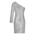 thumbnail image 5 of IROINNID Sales Sequin Dress for Women Sexy Club Night Single Shoulder Long Sleeve Sequin Cultivate One's Moral Character Dress Sequin Dress,Silver, 5 of 7