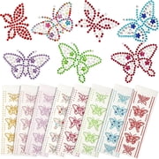 TUWAFE 40 Pcs Butterfly Stickers Gems Rhinestone Self Adhesive Crystal Diamond Face Body Colorful Stickers Jewels for Festival Makeup Spring Summer Accessories DIY Craft Phone Scrapbook Cup Decor