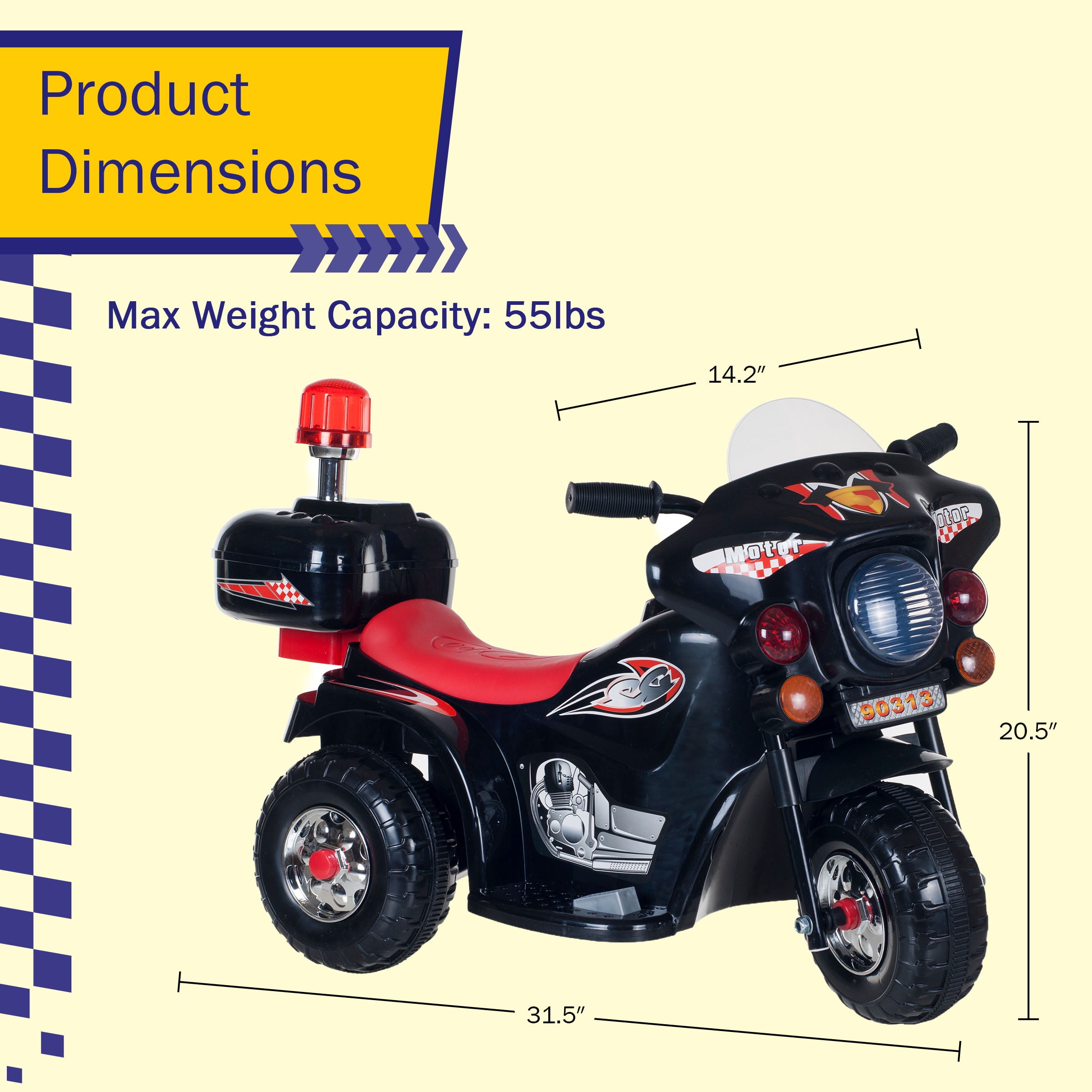 3 Wheel Motorcycle Battery Powered Ride On Toy for Kids by Hey! Play!