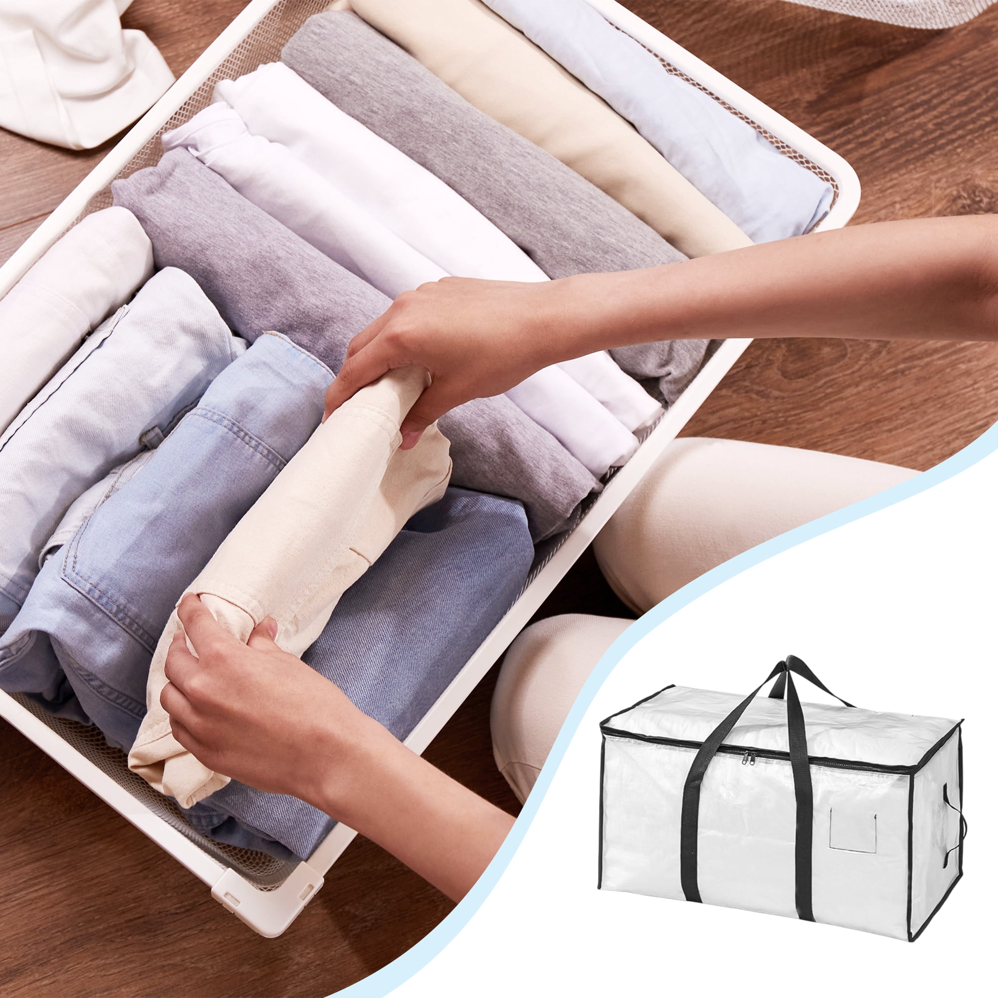 Unique Bargains Durable Storage Bag Storage Bins for Storaging 1Pc Clear Size M