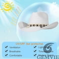 thumbnail image 4 of Dam Sommar Halm Cowboy Cowgirl Hatt Solhattar Bred Brätte Strand Semester Halmhatt med Skalband, 4 of 5