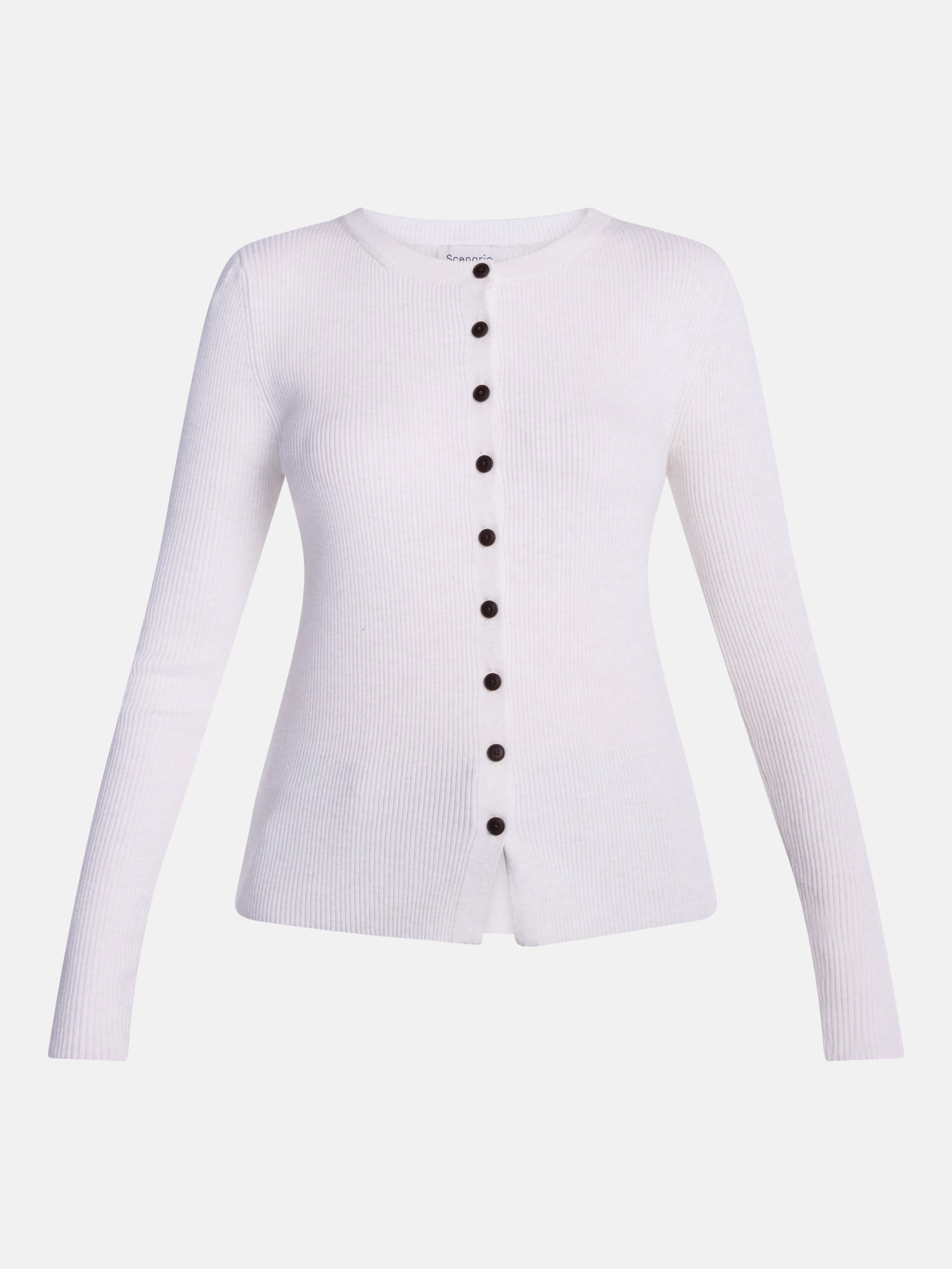 Scenario Women's and Women's Plus Ribbed Crewneck Cardigan Sweater, Lightweight, Sizes XS-4X