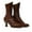 Brown, variant on Babysbule Women's Boot Fashion Women Shoes Winter Warm Mid Heel Casual Retro British Style Solid Color Lace-up Pointed Mid-calf Boots