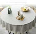 thumbnail image 5 of Three-dimensional Jacquard Checkered Round Tablecloth Cotton Linen Tassels Dust-Proof Table Cover For Dinner Party Wedding Decor Yening, 5 of 5