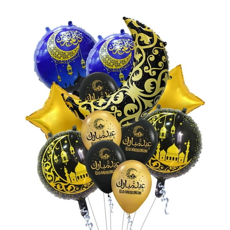 Cymylar Ramadan Kareem Mubarak Foil Balloons Eid Mubarak Moon Star Party Decorations Balloon (17Pcs)