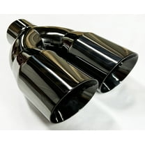 Exhaust Tip 2.50" Inlet Dual 4.00 X 12.00 Long WDDWRP40012-250-GBK-SS Round Double Wall Black 304 Stainless Wesdon Exhaust Tip
