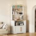 thumbnail image 1 of EDTara Microwave Stand In Farmhouse Design, Equipped With Power Outlet, Usb Ports, Thickened Countertop, Storage Cabinet, and Open Shelves for Kitchen Appliances and Organization, 1 of 8