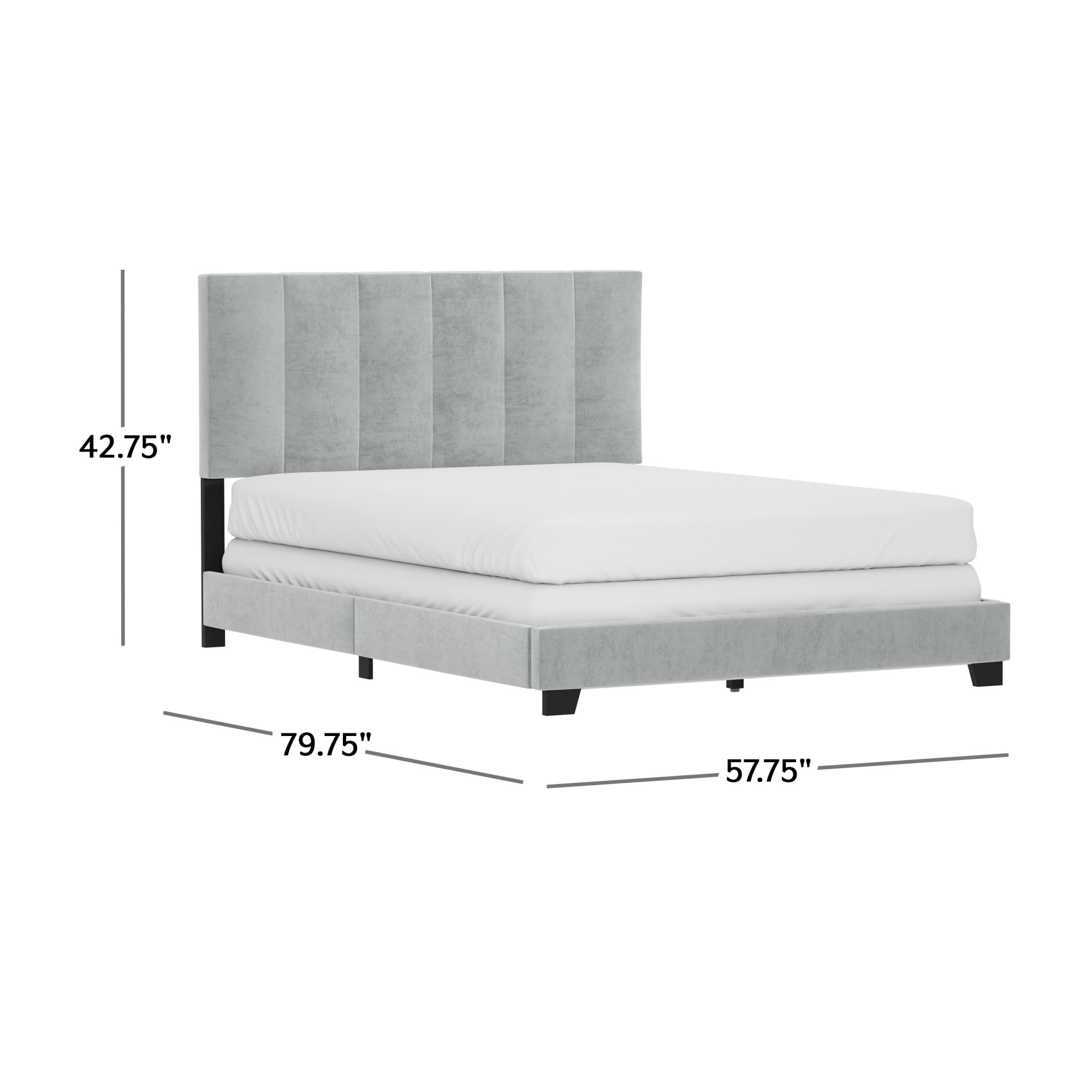 Reece Channel Stitched Upholstered Full Bed, Platinum Grey, by Hillsdale Living Essentials - image 5 of 17