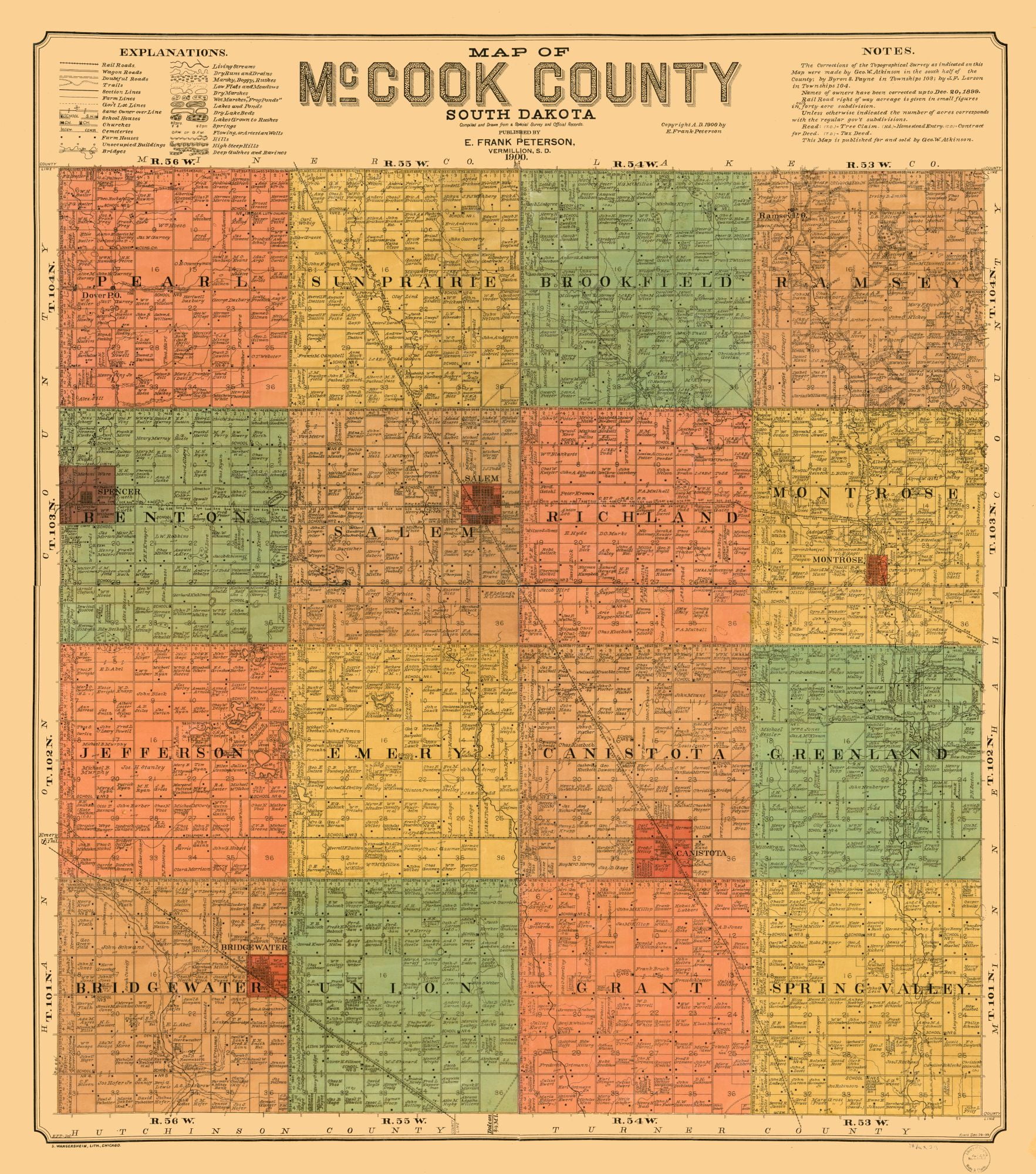 McCook County South Dakota Peterson 1900 23.00 x 26.06 Matte