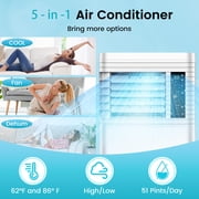 8,000 BTU Portable Air Conditioner - Cools Up to 450 Sq. Ft., 5-in-1 Portable AC Unit for Rooms with Remote Control, Sleep Mode, 24H Timer, for Bedroom, Dorm, Apartment