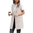 thumbnail image 7 of Kinrui Long Fuzzy Vests for Women Soft Cozy Sleeveless Sherpa Jacket Shawl Collar Open Front Fleece Cardigan Casual Lightweight Outerwear with Pockets White M, 7 of 7