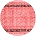 thumbnail image 1 of Ahgly Company Machine Washable Indoor Round Oriental Red Modern Area Rugs, 4' Round, 1 of 4