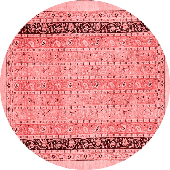 Ahgly Company Machine Washable Indoor Round Oriental Red Modern Area Rugs, 4' Round