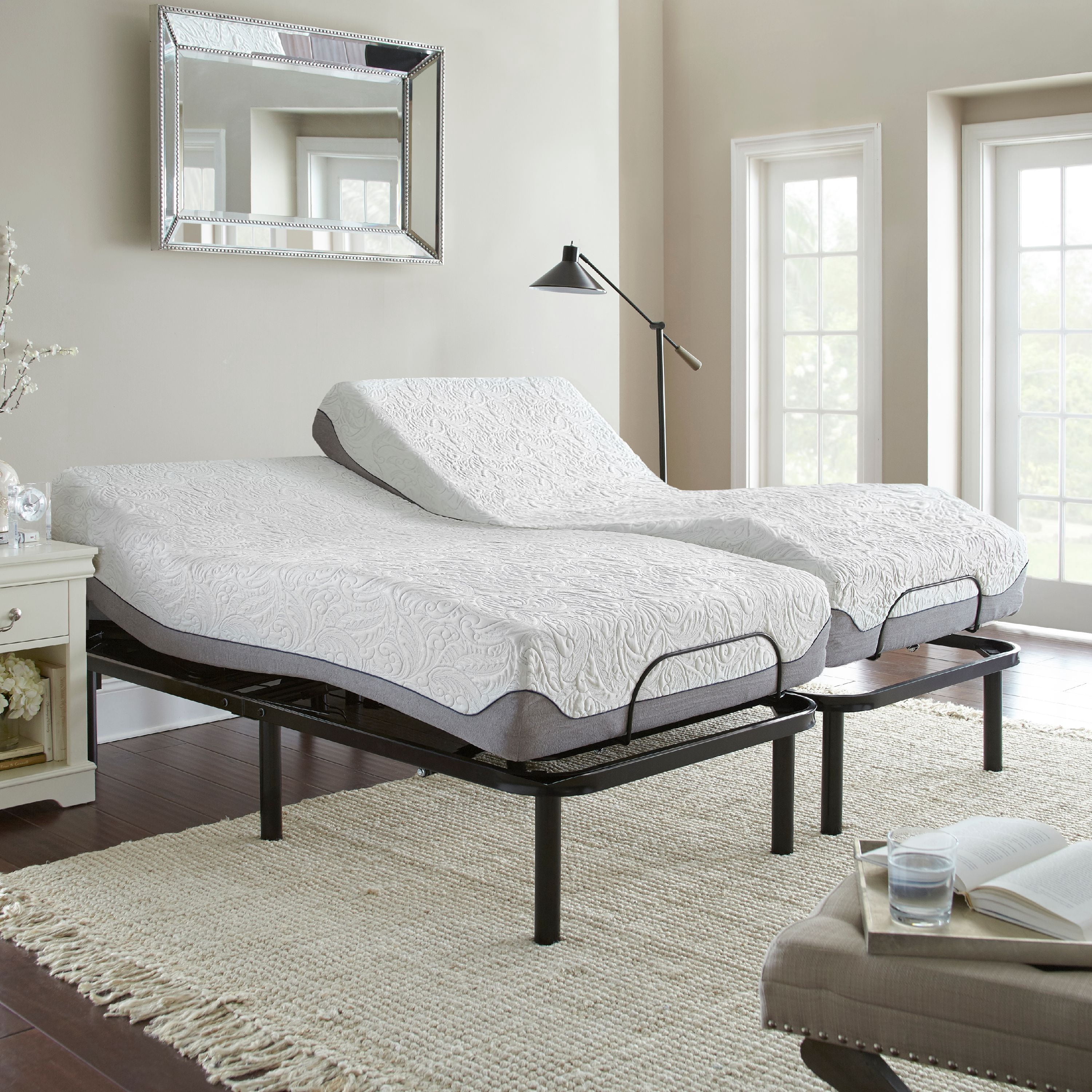 Premier Silver Series Adjustable Flex Metal Platform Foundation Base Bed Frame with Wired Remote, Twin XL