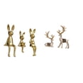 thumbnail image 1 of Juego de figuras de conejos y renos, estatuas de animales, centro de mesa, adorno, escultura para vitrina, estantería, decoración de sala de estar, 1 of 8