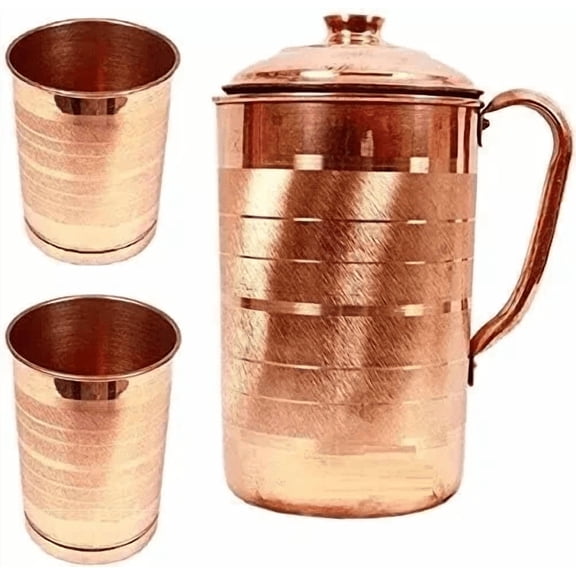 Pure Copper Water Jug With 2 Copper Glass Copper Pitcher And Tumbler