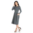 thumbnail image 2 of 24seven Comfort Apparel Long Sleeve Fit and Flare Midi Dress, 2 of 3