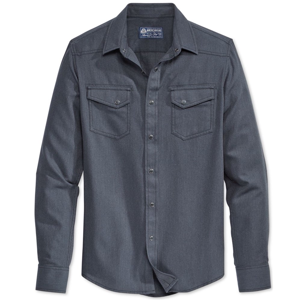 American Rag - American Rag Mens Solid LS Button Up Shirt - Walmart.com ...