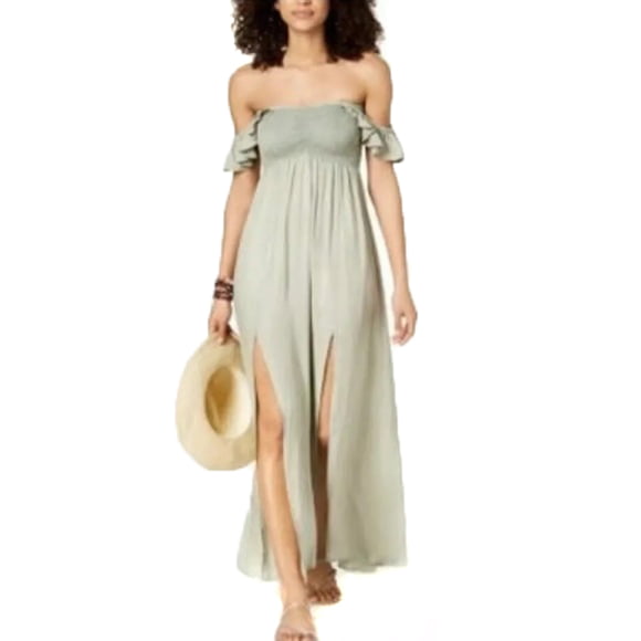 Raviya Women's Off-The-Shoulder Ruffled Maxi Cover-Up Dress - Walmart.com