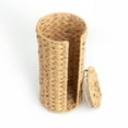 Freestanding Toilet Paper Holder with Lid, Wicker Toilet Roll Holder