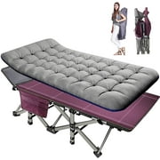 Slsy Folding Camping Cots for Adults 880 lbs, 28 Extra Wide Sturdy Portable Folding Cot Sleeping Cot with Mattress & Carry Bag for Camp Home Office