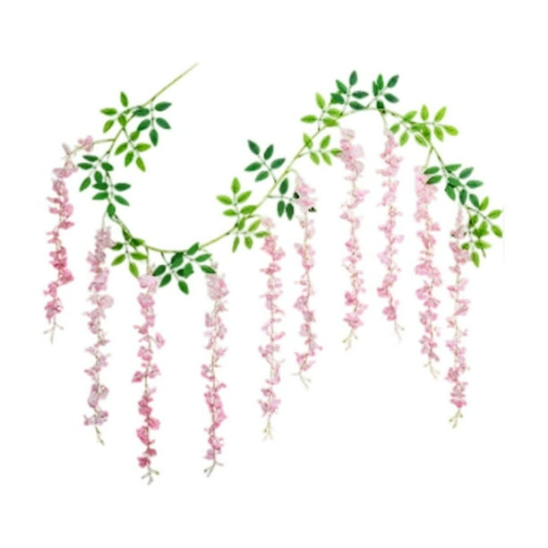 Flores artificiales de glicina, enredaderas falsas, flores decorativas, decoraciones de techo retorcidas, enredaderas de flores de plástico