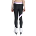 thumbnail image 2 of Xnihocha Kids Girls Ice Skating Training Pants Color Block Skinny Gymnastic Yoga Workout Legging Light Purple 16, 2 of 6