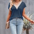 thumbnail image 3 of Camiseta informal para mujer camisetas de Color sólido blusa con ribete de encaje ropa de playa FLhrweasw Nuevo, 3 of 7