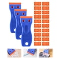 thumbnail image 1 of 1 Pack Plastic Razors Blades Scraper with 20 Replacement Blades, Non-Scratch Safety Tool for Removing Stickers, Decals, Adhesive Residue, Vinyl, Labels from Glass, Cars, and 3D Printer Beds, 1 of 8