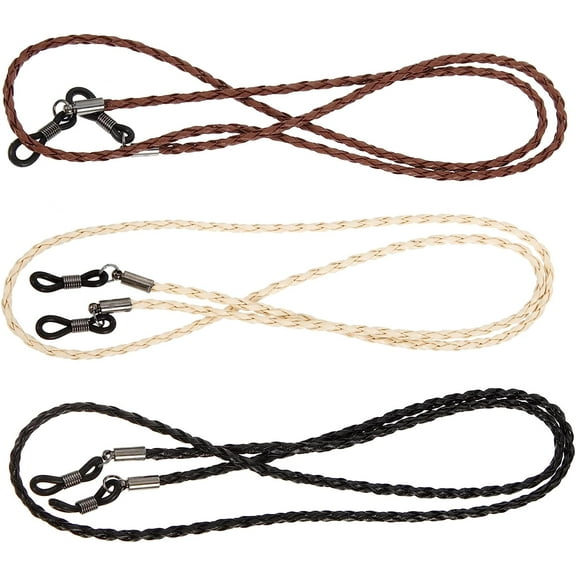 3pcs Sports Glasses Rope Running Accessories for Men Leather Lanyard Running Sunglasses Eyewear Cable Strap Glasses Holder Straps Eyeglass Lanyards Glasses Strap Glasses Chain Miss