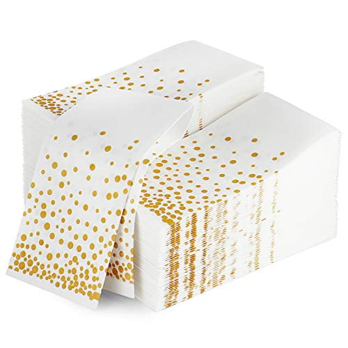 Disposable LinenFeel Guest Towels for Bathroom 100 Pack Gold Cloth