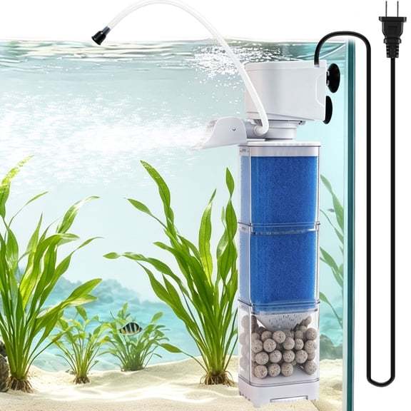 ZALALOVA Aquarium Filter, Powerful Submersible Internal Fish Tank Filters for Large Tank, Multi‑Function Fish Filter with Aeration, Wave‑Making and Decontamination for Aquatic System (320 GPH)