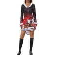 thumbnail image 4 of FOCUSNORM Robe de Noël Juniors pour Femmes Manches Longues en Peluche Col en V Dessin Animé Fête Midi, 4 of 8