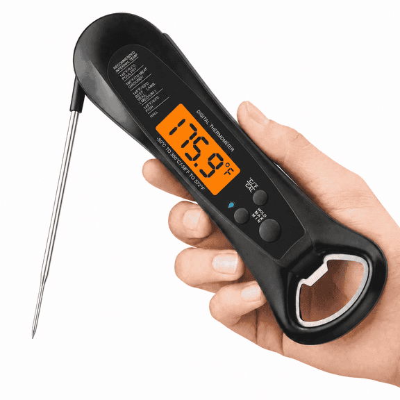 1 Sec Instant Read Meat Thermometer Digital | Kitchen Food Thermometer with 180° Rotating Display, IP67 Waterproof Cooking Thermometers for Deep Fry Smoker Grill BBQ