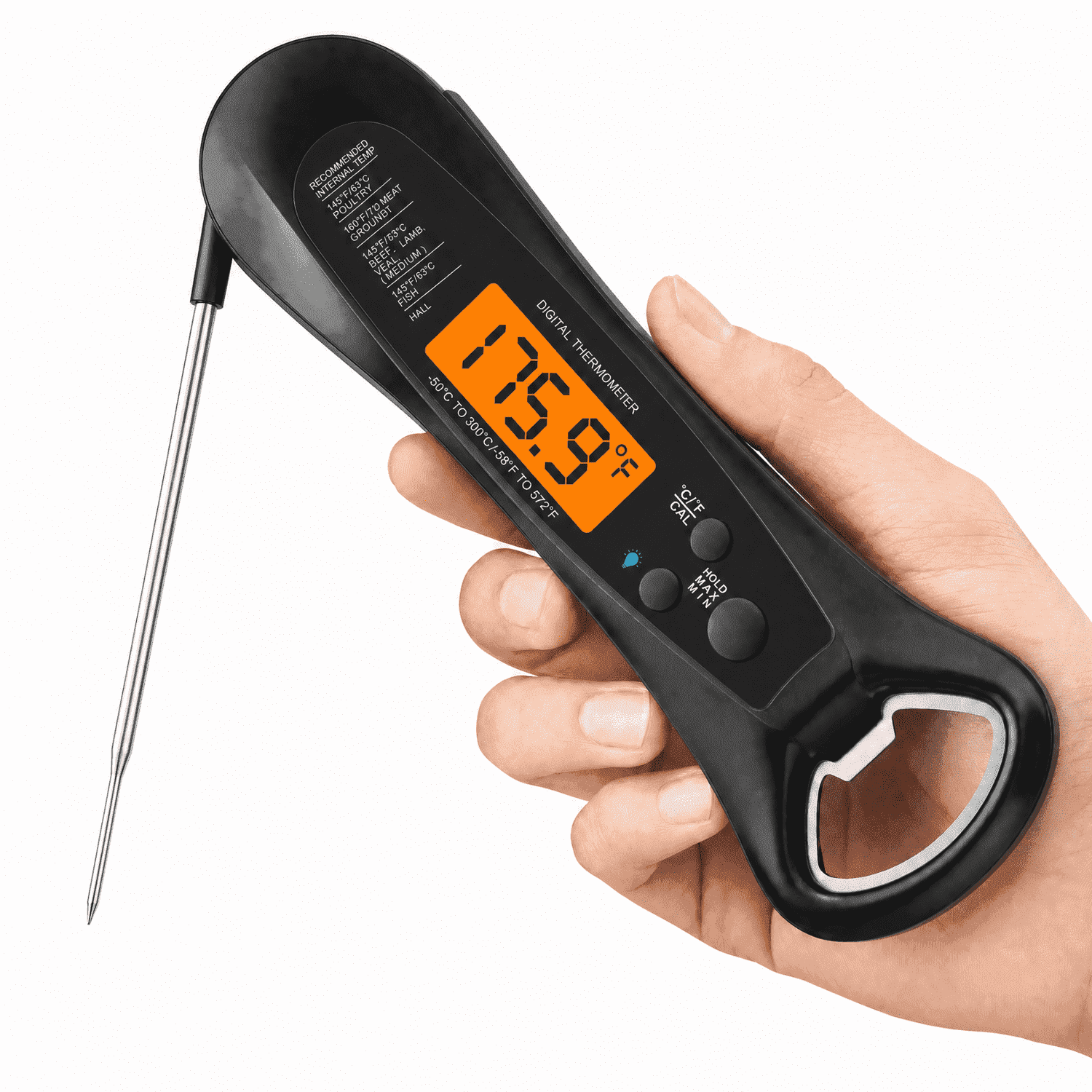 1 Sec Instant Read Meat Thermometer Digital | Kitchen Food Thermometer with 180° Rotating Display, IP67 Waterproof Cooking Thermometers for Deep Fry Smoker Grill BBQ