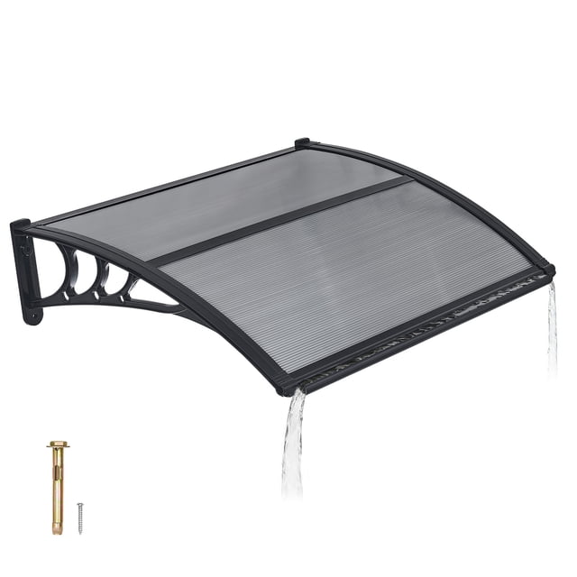 Toldos VEVOR para entrada, 76 x 99 cm, toldos exteriores para puerta principal con drenaje y soporte de ABS, protección contra lluvia, nieve y sol, toldo de policarbonato para porche o patio