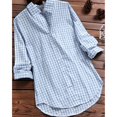 thumbnail image 3 of WTXUE Blouses & Tops Long Sleeve, Notch Neck Cotton Women's Plaid Lapel Retro Shirt Top Plaid | Casual for Women Blue XL, 3 of 3