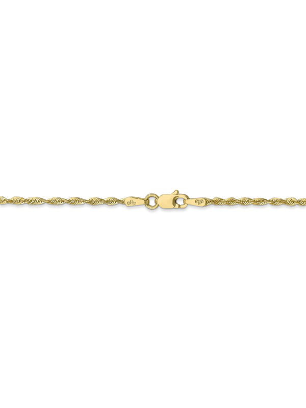 10k Yellow Gold Lightweight Diamond-Cut Rope Chain Ankle Bracelet 