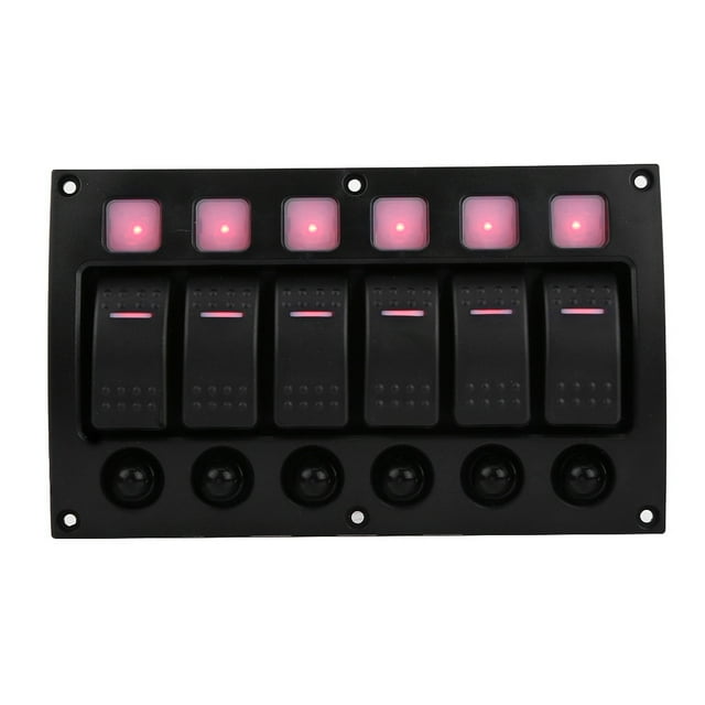 Panel de interruptor de palanca Jadeshay 6P 12/24V Negro LED Rojo