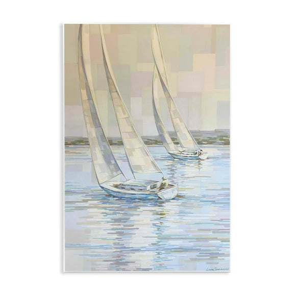 Stupell Industries Sunday Sail Impressionistic Sailboats Transportation Painting Unframed Art Print Wall Art, 10 x 15