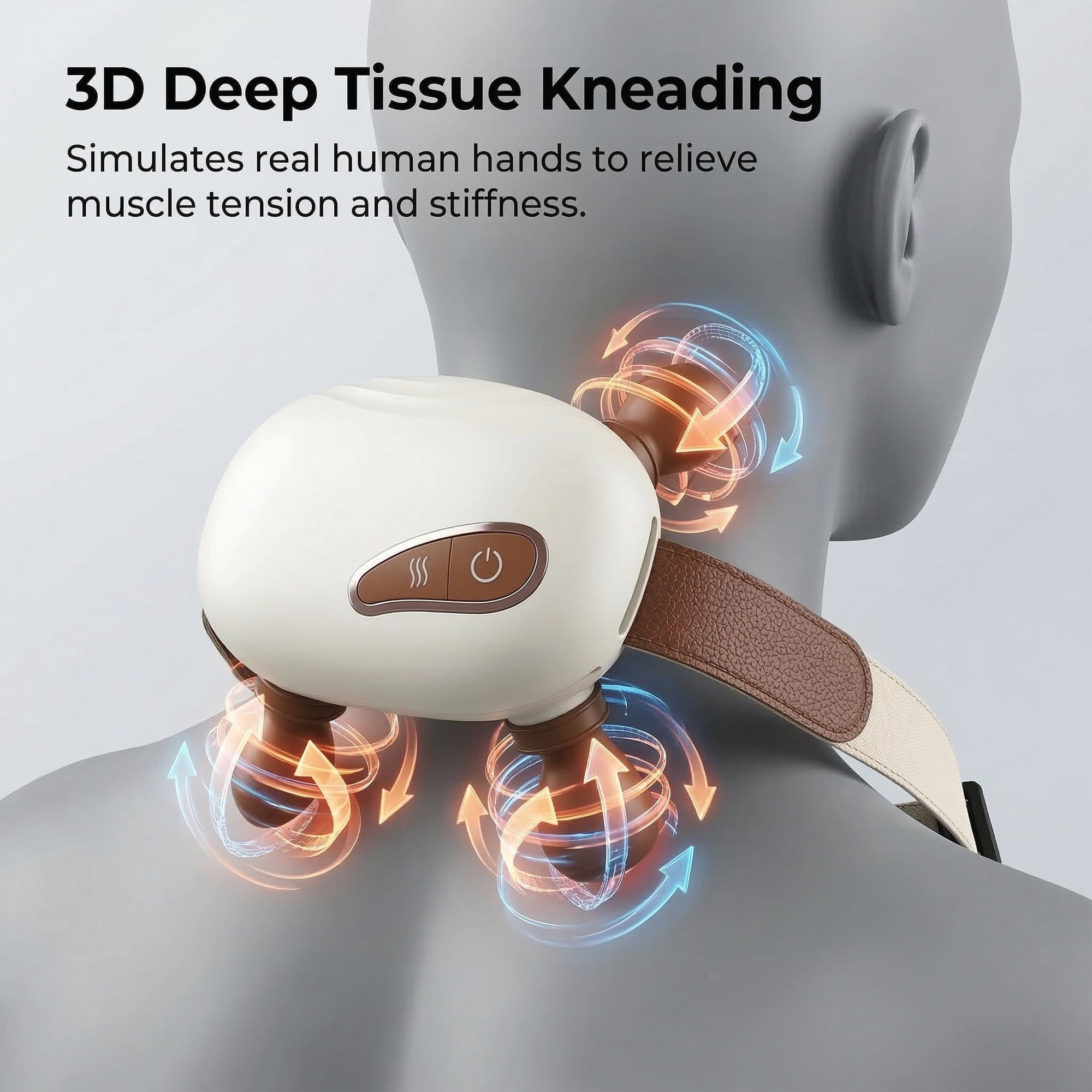 4D Bionic Neck Massager with Heat, Wireless Neck and Shoulder Massager for Pain Relief Deep Tissue, Portable Real Touch Shiatsu Hand Massager, Rechargeable Cervical Electric Massager for Home Office