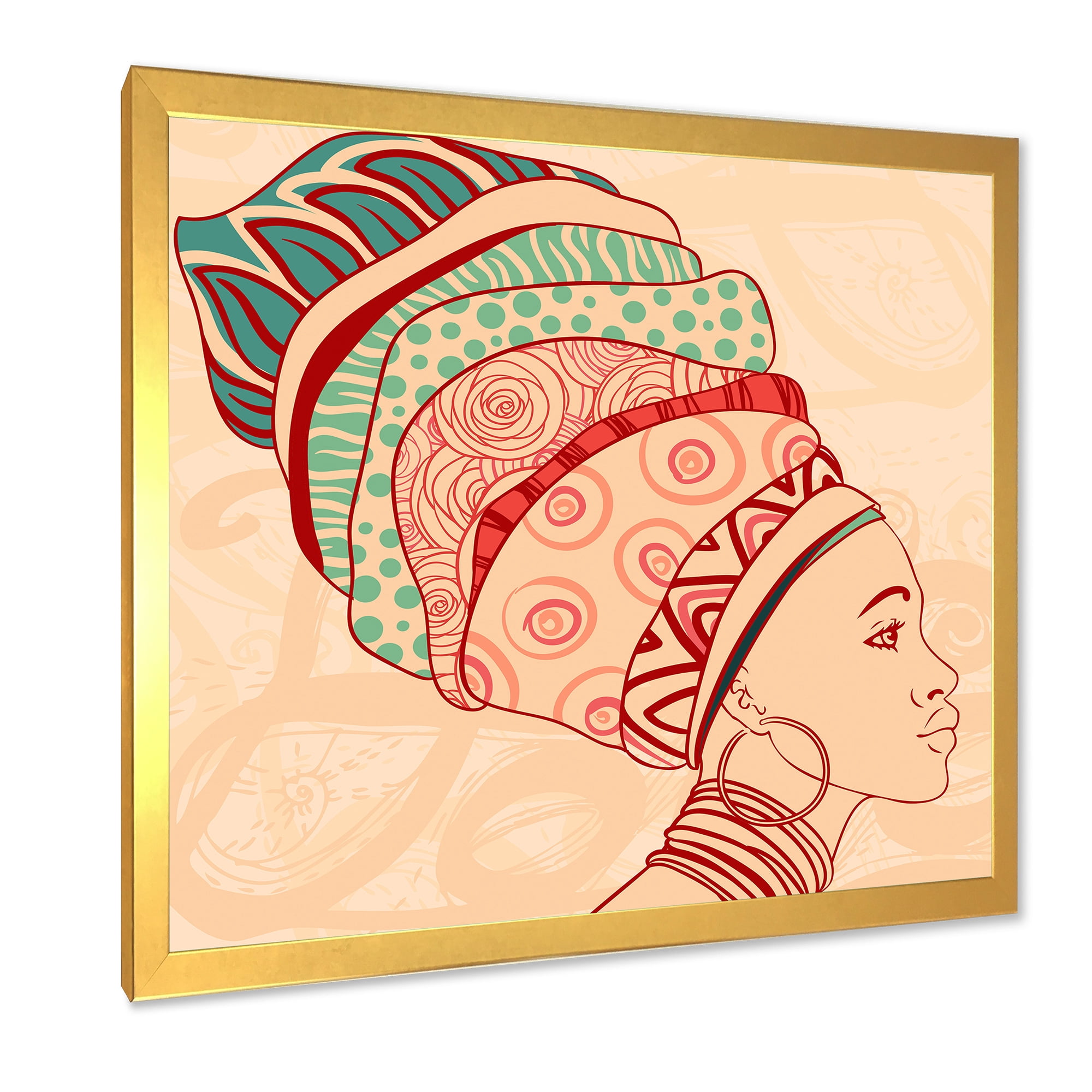 Designart 'African American Woman Portrait with Turban II' Modern Framed Art Print