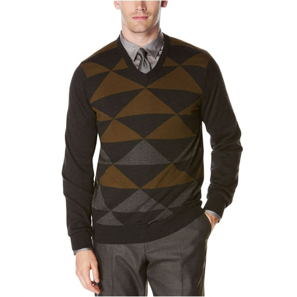 Perry Ellis Mens Intarsia Pullover Suéter, Negro, XX-Large Perry Ellis Pull-over