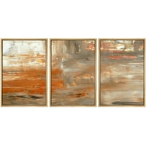 wall26 Framed Canvas Print Wall Art Set Gray & Orange Paint Smudge Strokes Abstract Shapes Illustrations Modern Art Bohemian Multicolor Ultra for Living Room, Bedroom, Office - 16"x24"x